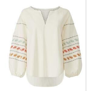 Madewell - Embroidered Puff Sleeve Top - Size Large